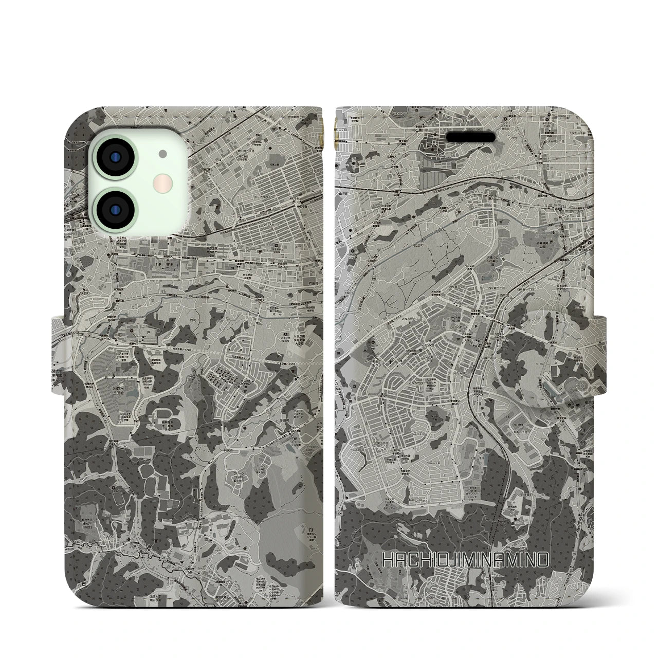 【八王子みなみ野(東京都)】地図柄iPhoneケース(手帳タイプ)