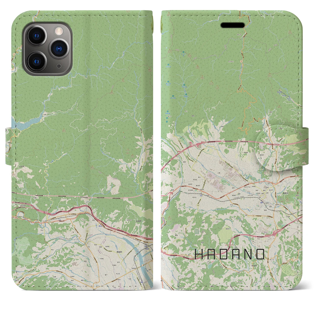 【秦野(神奈川県)】地図柄iPhoneケース(手帳タイプ)ナチュラル・iPhone 11 Pro Max 用
