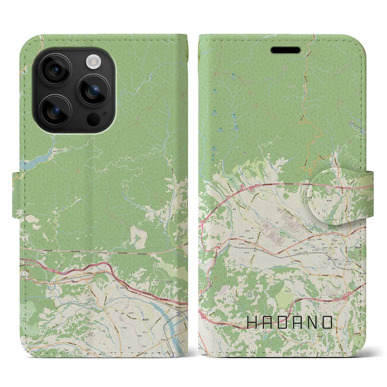 【秦野(神奈川県)】地図柄iPhoneケース(手帳タイプ)ナチュラル・iPhone 16 用