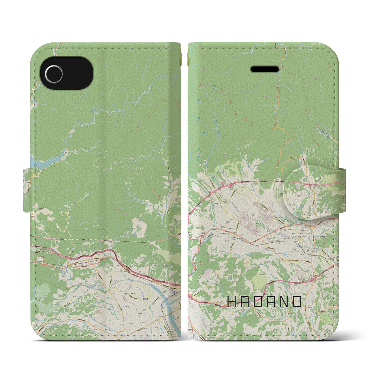 【秦野(神奈川県)】地図柄iPhoneケース(手帳タイプ)ナチュラル・iPhone SE(第3 / 第2世代) / 8 / 7 / 6s / 6 用