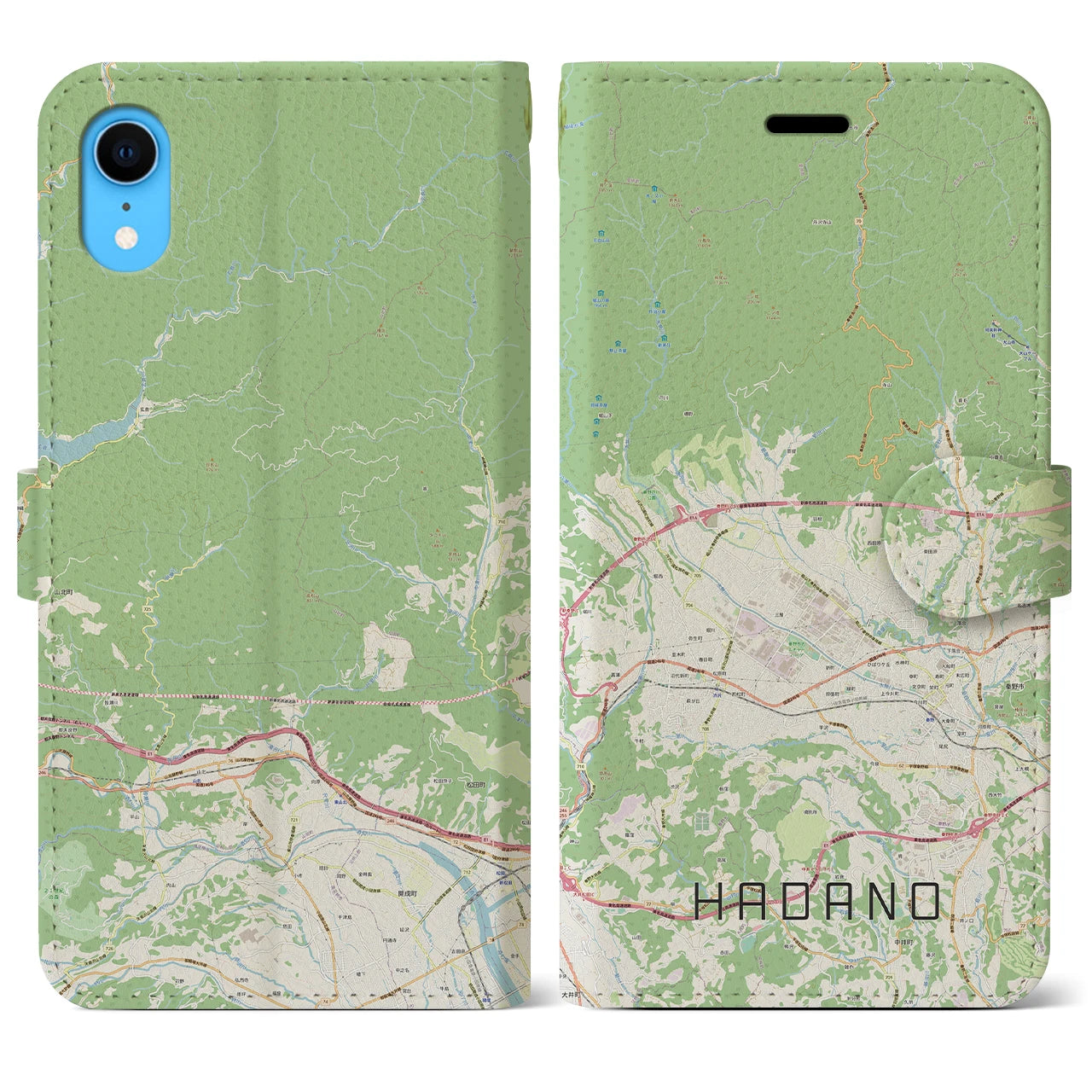 【秦野(神奈川県)】地図柄iPhoneケース(手帳タイプ)ナチュラル・iPhone XR 用