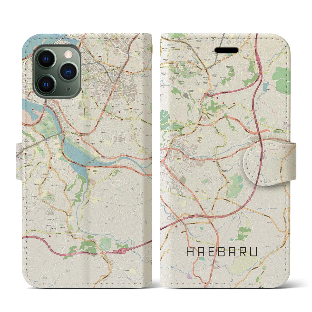 【南風原(沖縄県)】地図柄iPhoneケース(手帳タイプ)ナチュラル・iPhone 11 Pro 用