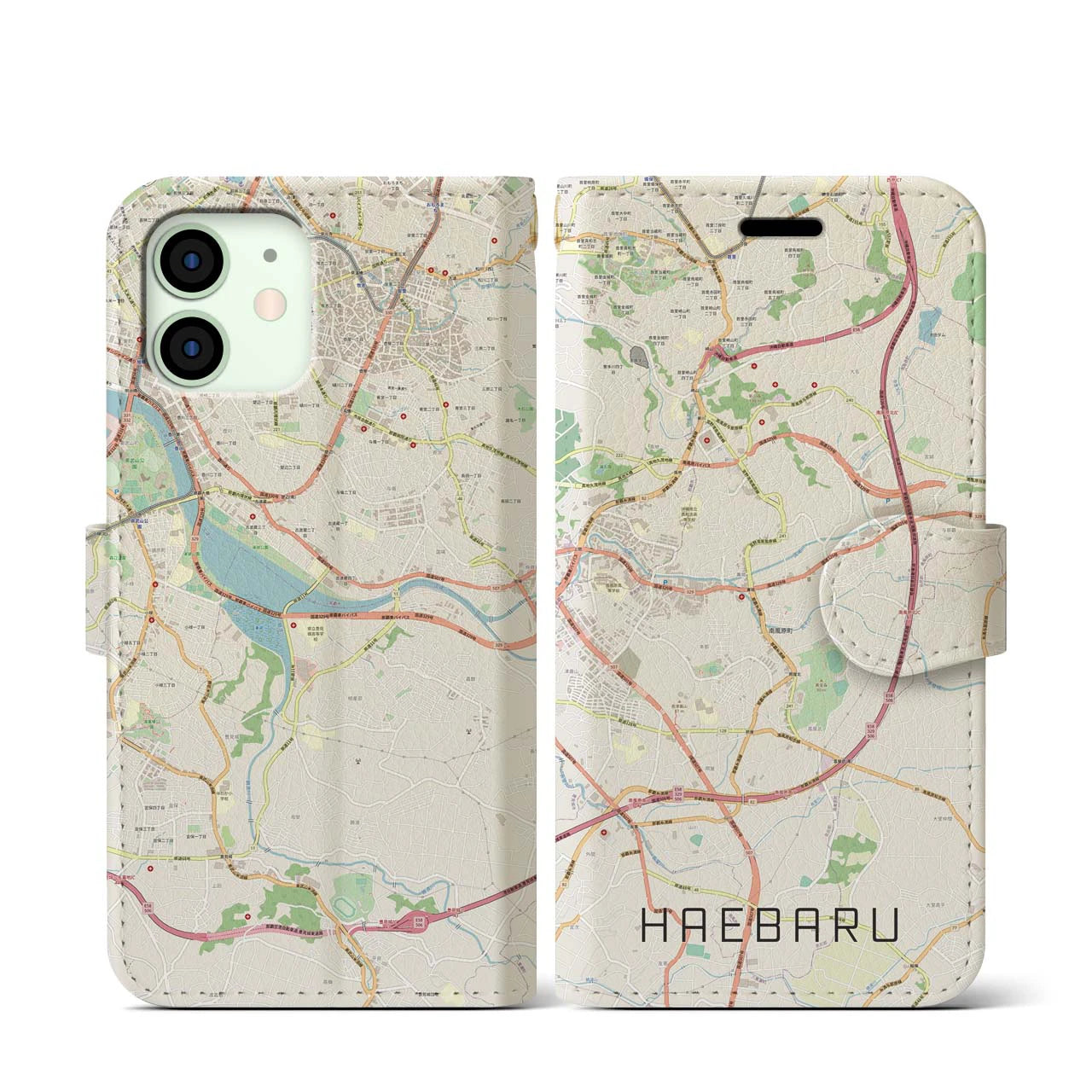 【南風原(沖縄県)】地図柄iPhoneケース(手帳タイプ)ナチュラル・iPhone 12 mini 用
