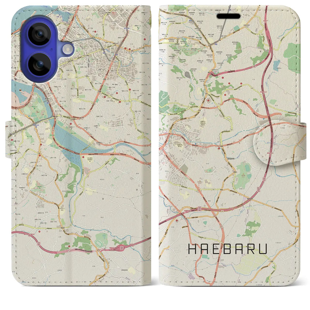 【南風原(沖縄県)】地図柄iPhoneケース(手帳タイプ)ナチュラル・iPhone 16 Pro Max 用