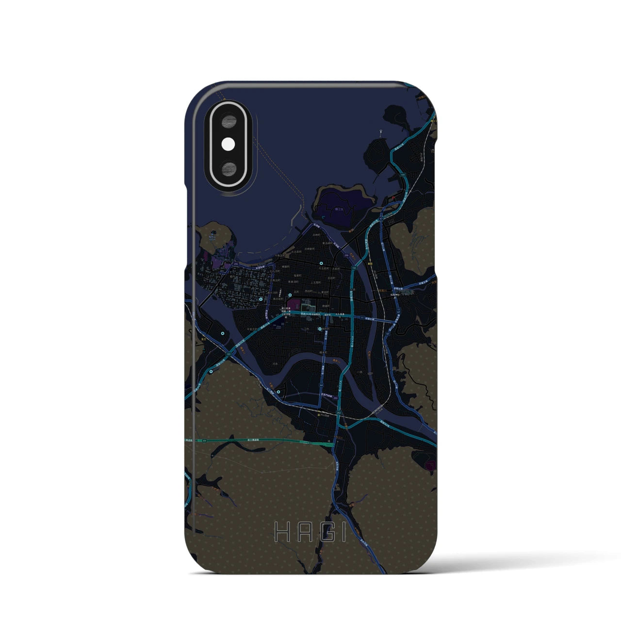 【萩2(山口県)】地図柄iPhoneケース(バックカバータイプ)