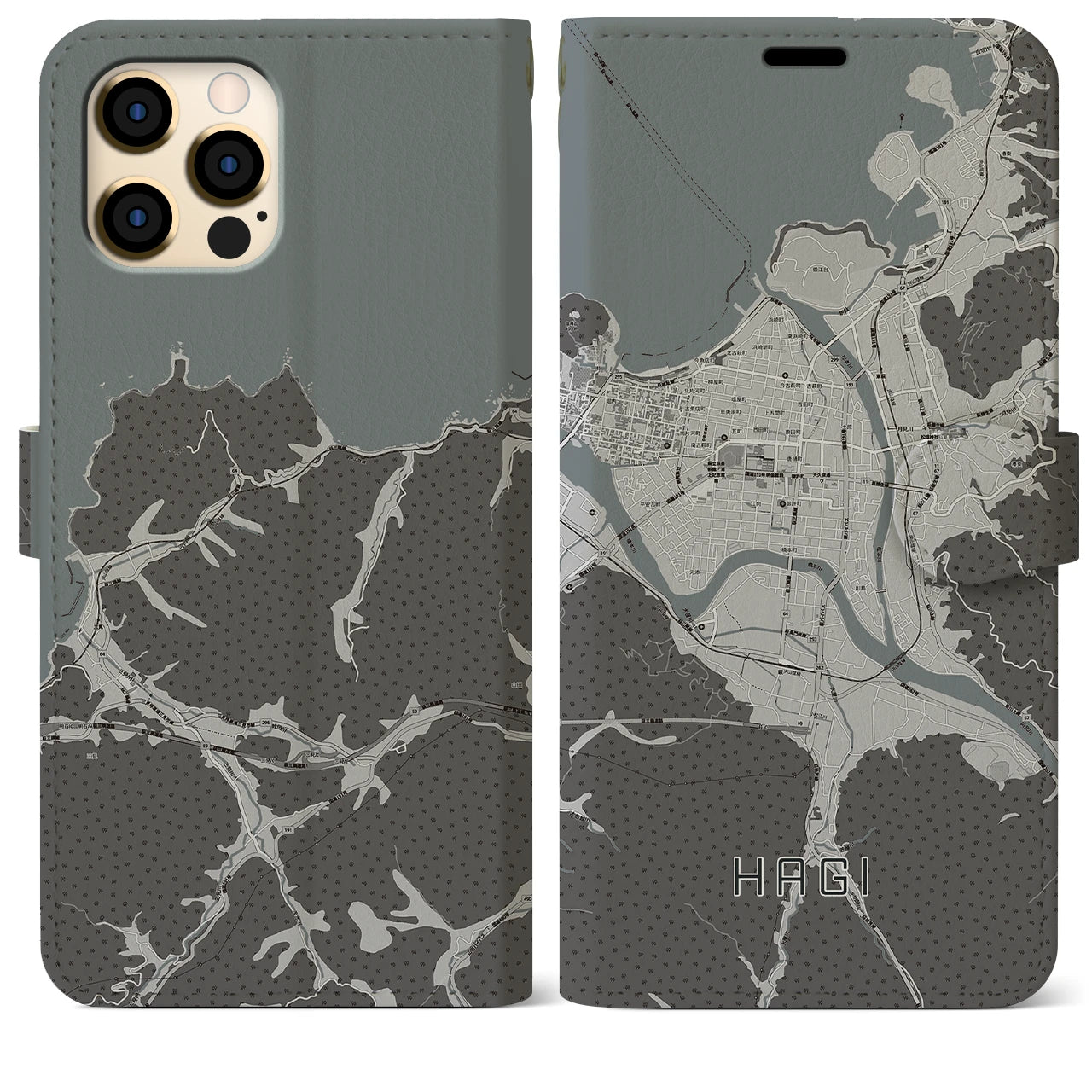 【萩2(山口県)】地図柄iPhoneケース(手帳タイプ)