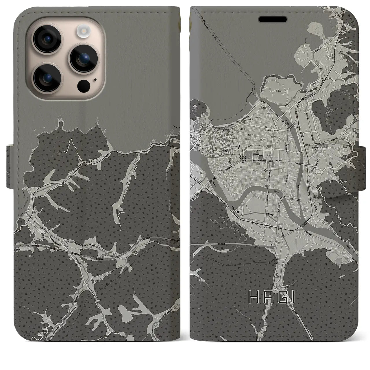 【萩2(山口県)】地図柄iPhoneケース(手帳タイプ)