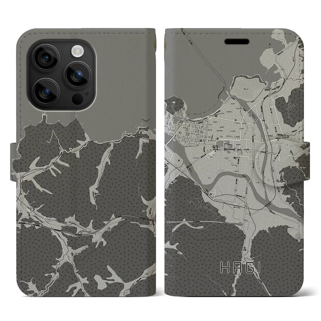 【萩2(山口県)】地図柄iPhoneケース(手帳タイプ)