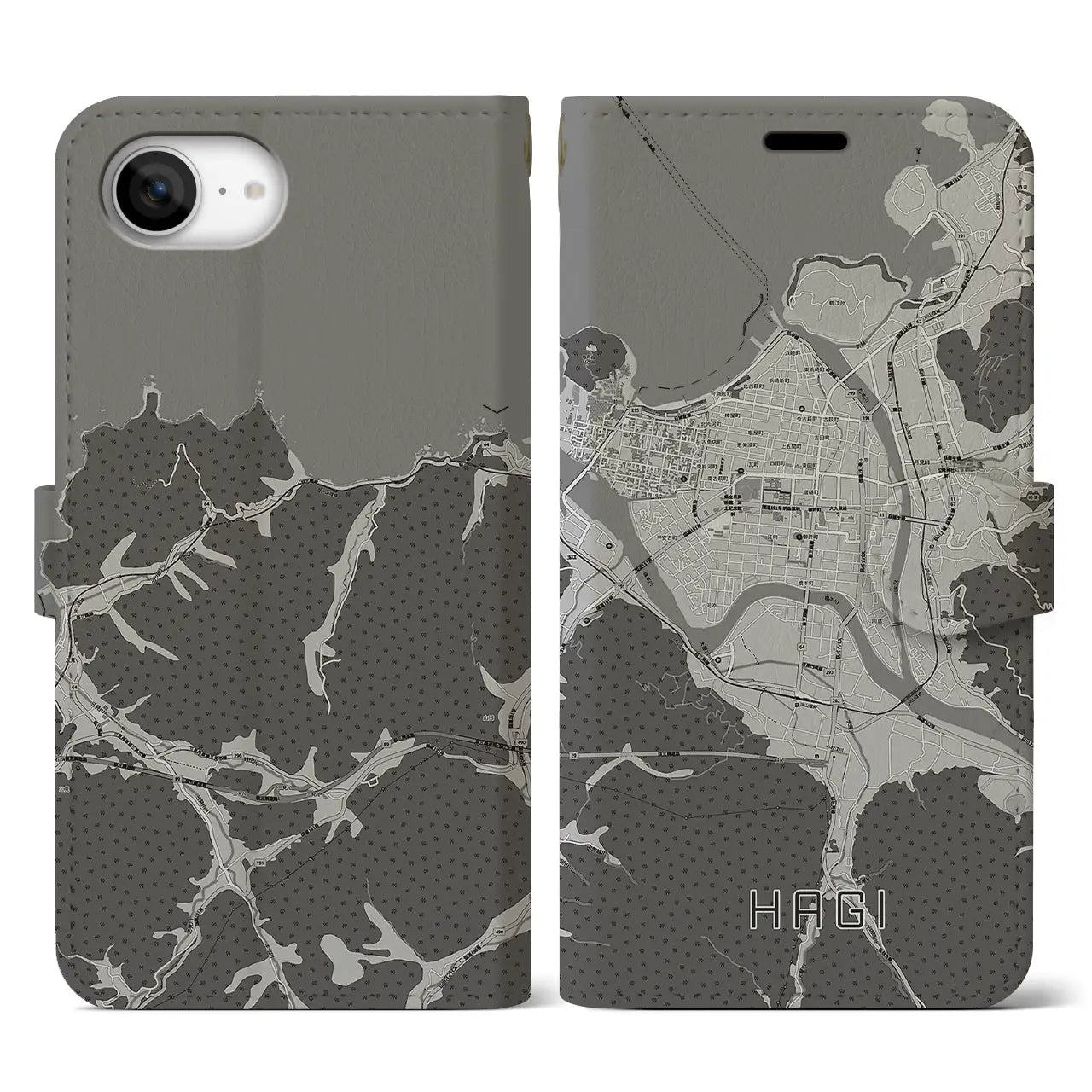 【萩2(山口県)】地図柄iPhoneケース(手帳タイプ)