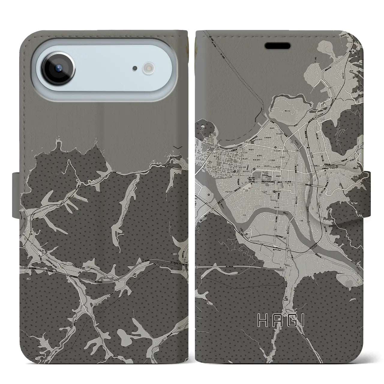 【萩2(山口県)】地図柄iPhoneケース(手帳タイプ)