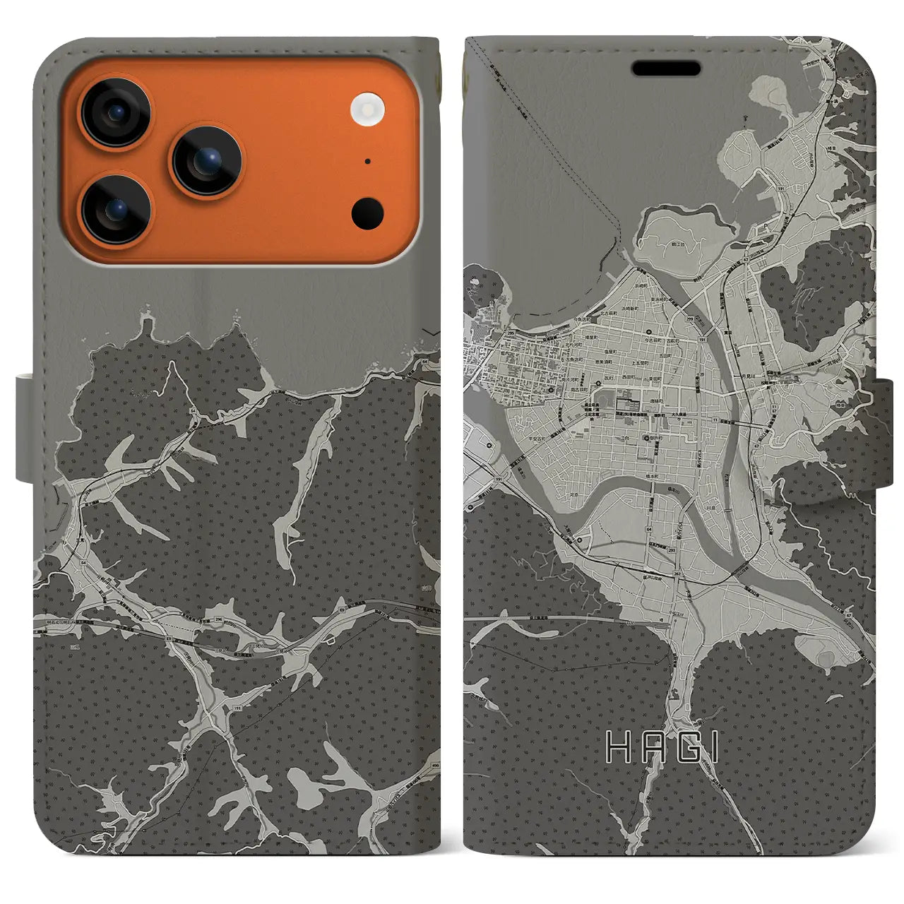 【萩2(山口県)】地図柄iPhoneケース(手帳タイプ)