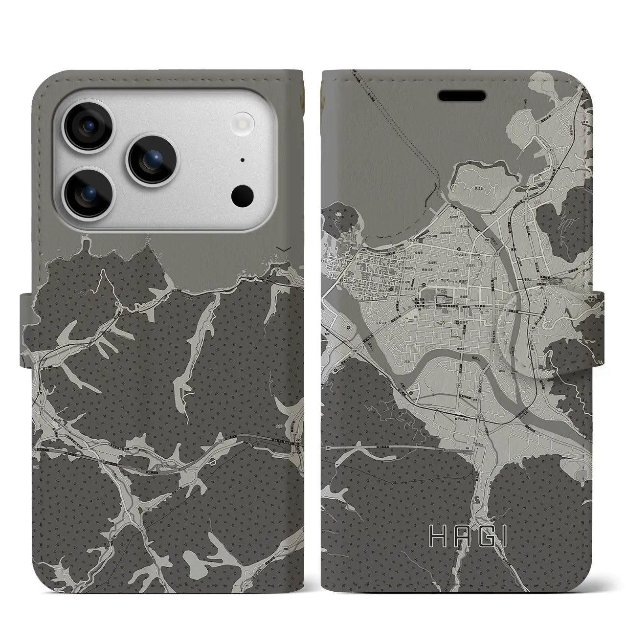 【萩2(山口県)】地図柄iPhoneケース(手帳タイプ)