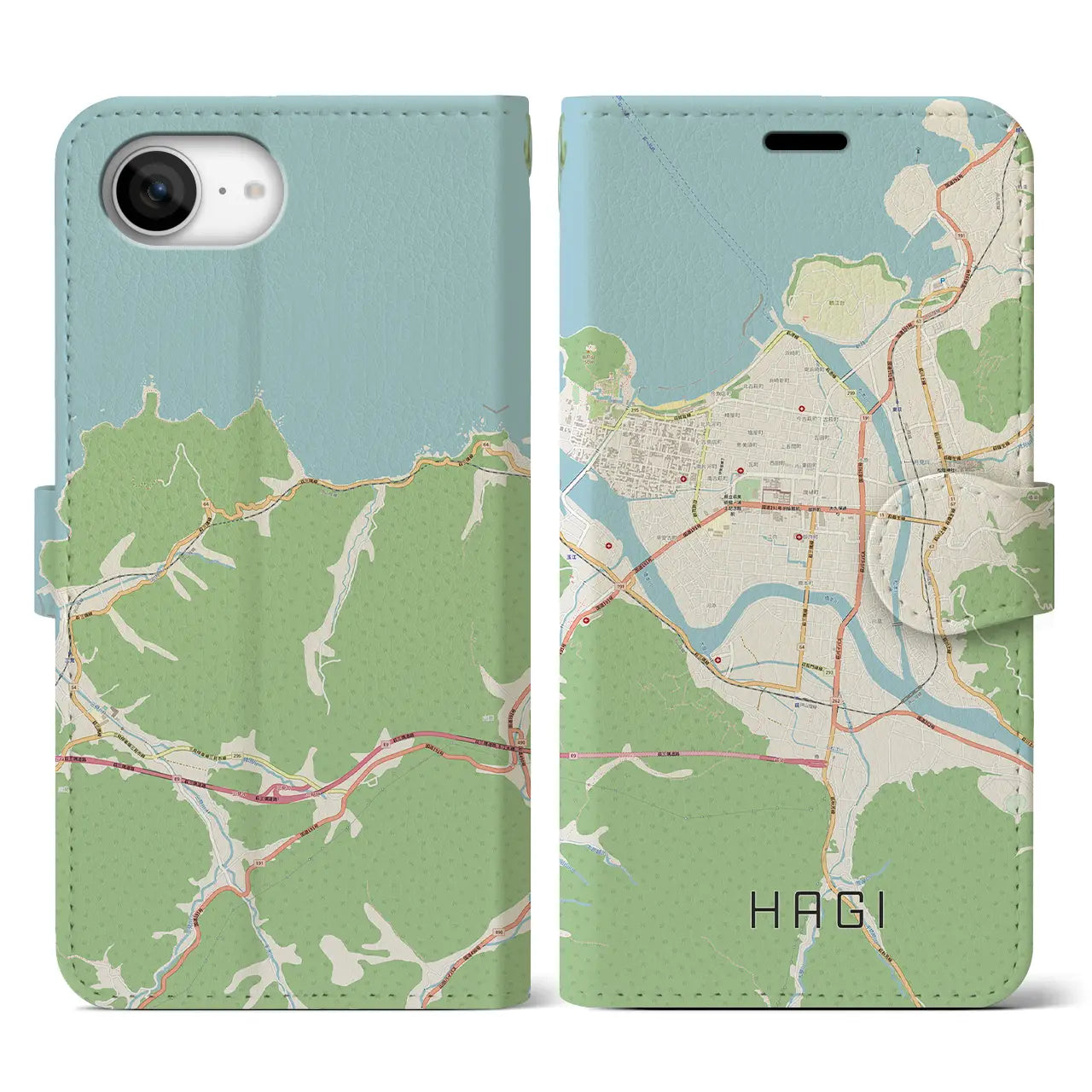 【萩2(山口県)】地図柄iPhoneケース(手帳タイプ)