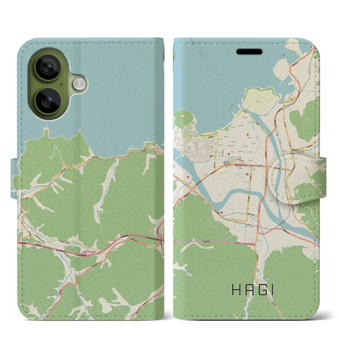 【萩2(山口県)】地図柄iPhoneケース(手帳タイプ)