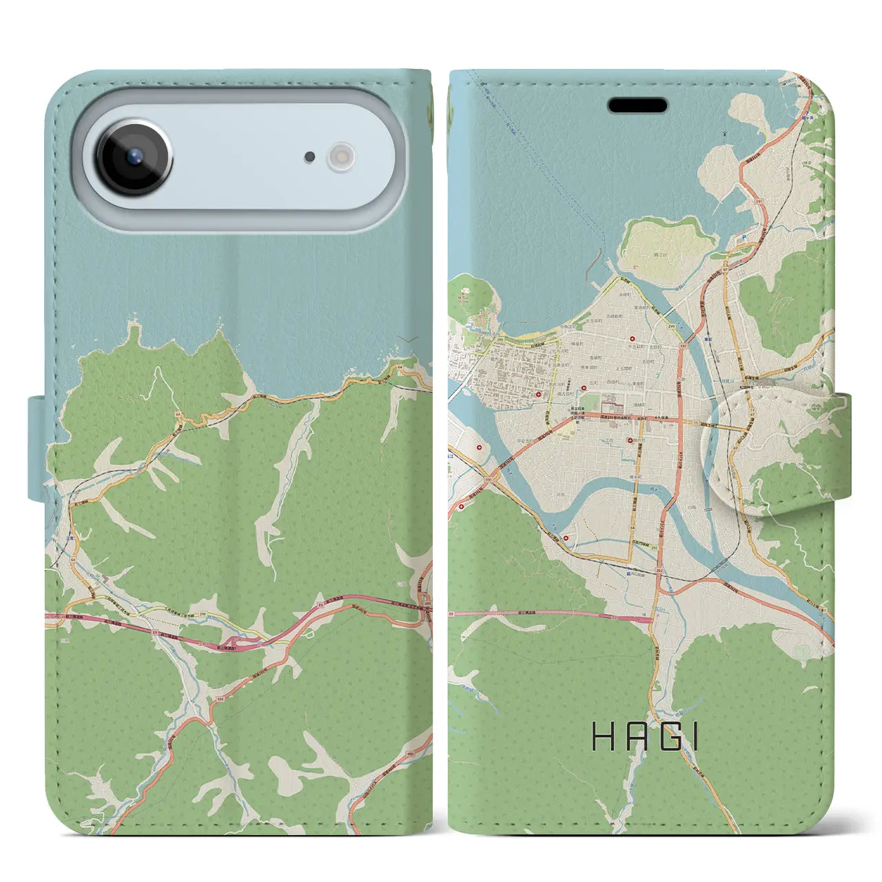 【萩2(山口県)】地図柄iPhoneケース(手帳タイプ)