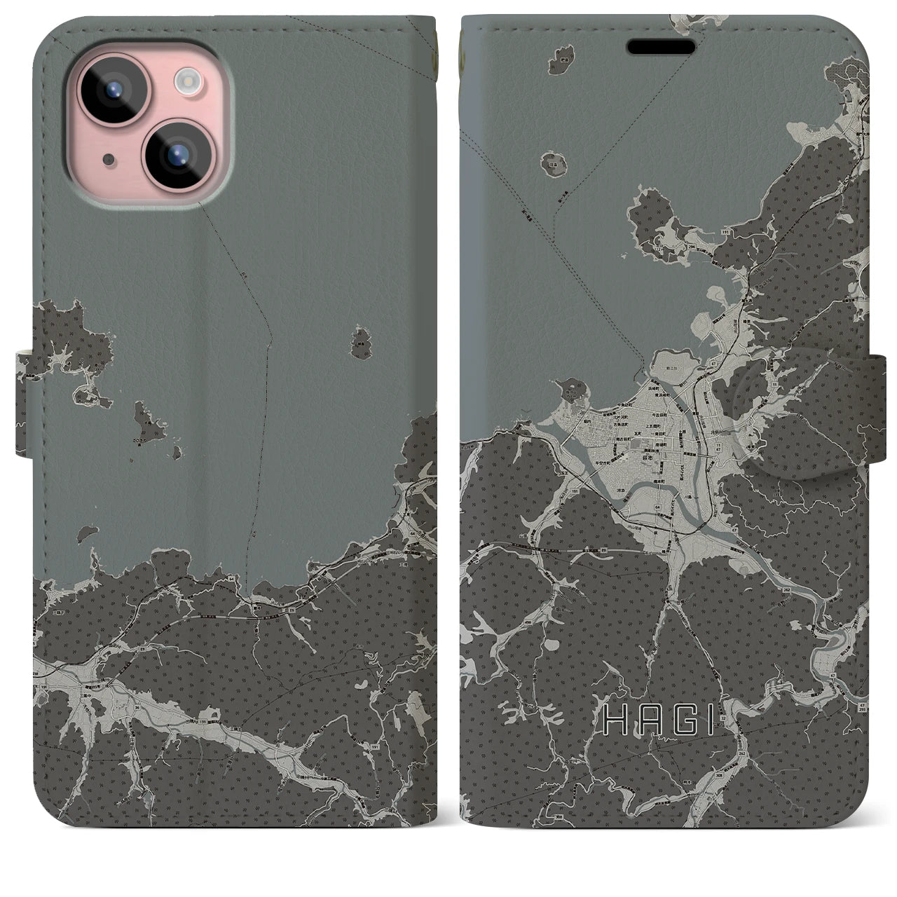 【萩(山口県)】地図柄iPhoneケース(手帳タイプ)