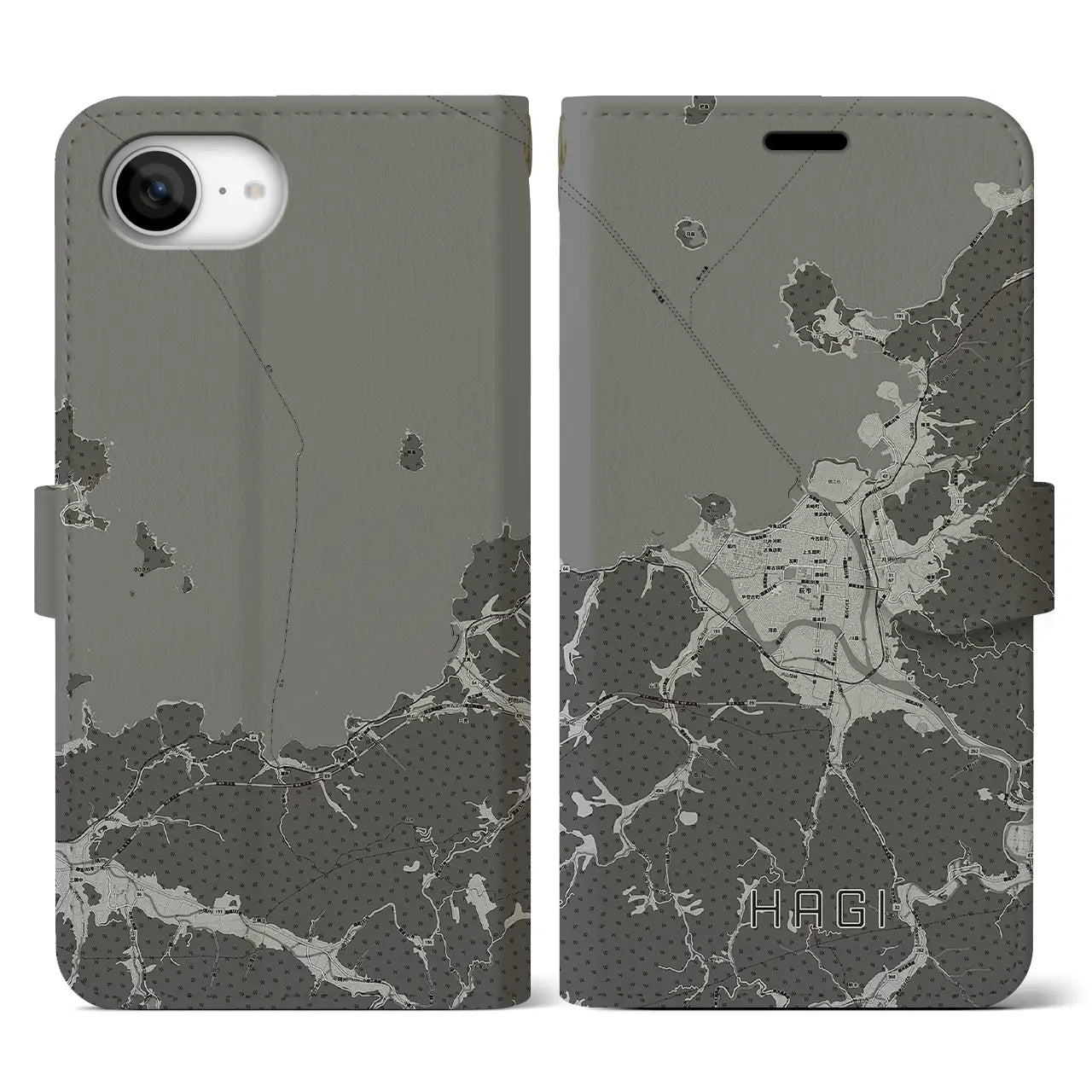 【萩(山口県)】地図柄iPhoneケース(手帳タイプ)