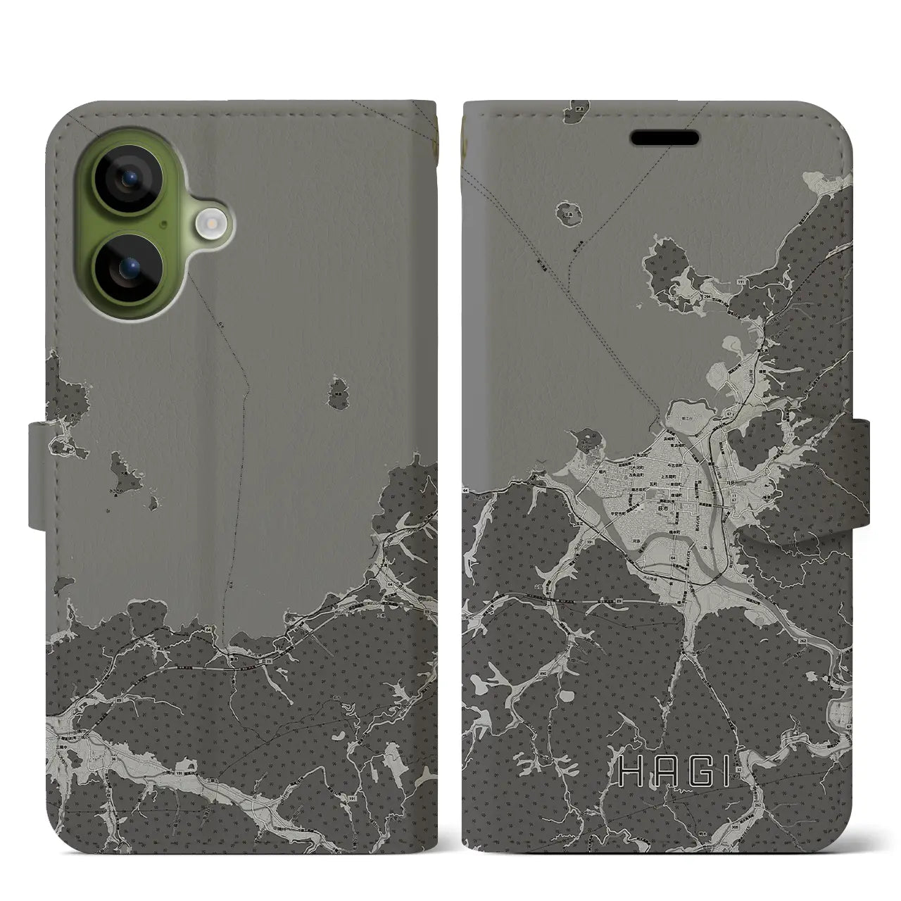 【萩(山口県)】地図柄iPhoneケース(手帳タイプ)