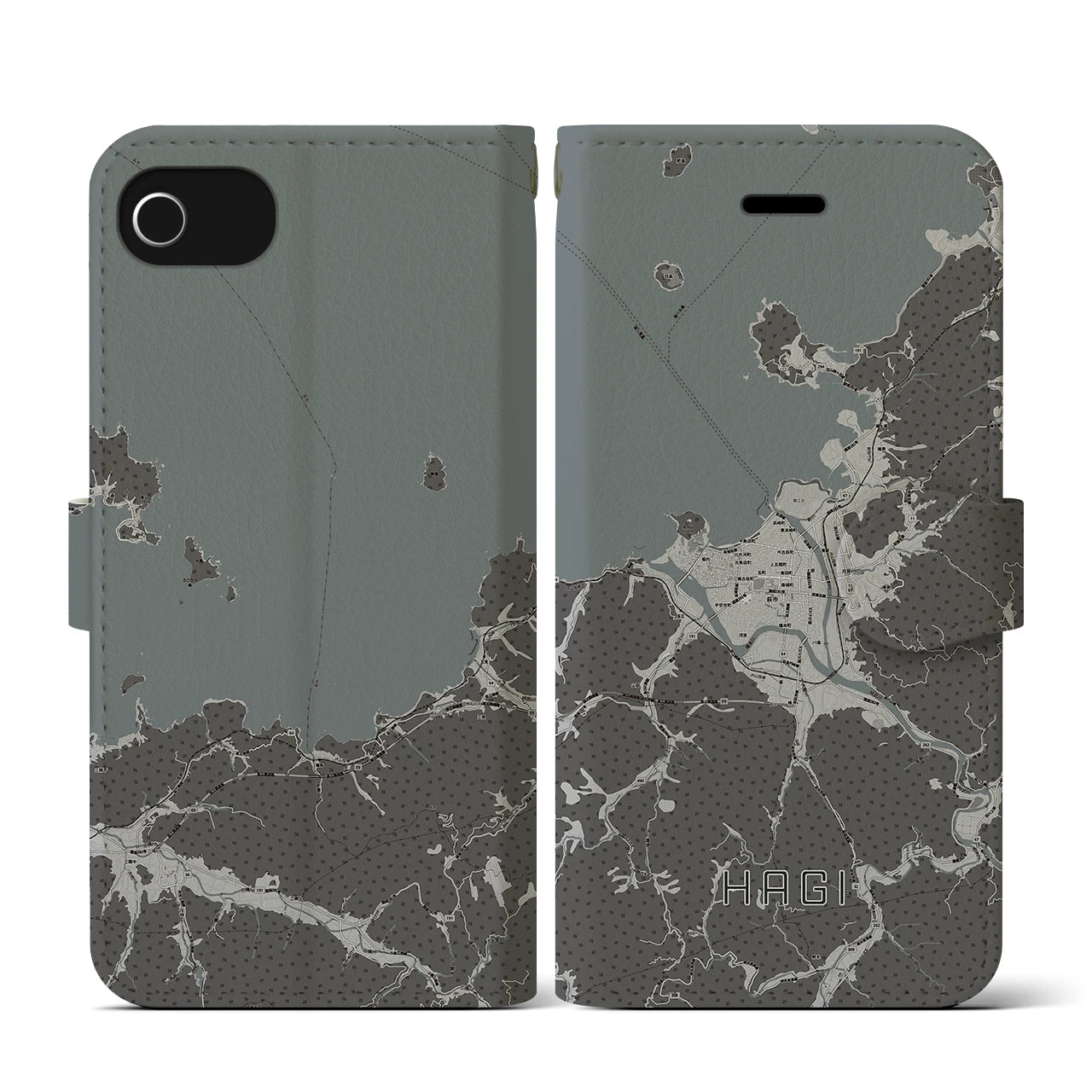 【萩(山口県)】地図柄iPhoneケース(手帳タイプ)