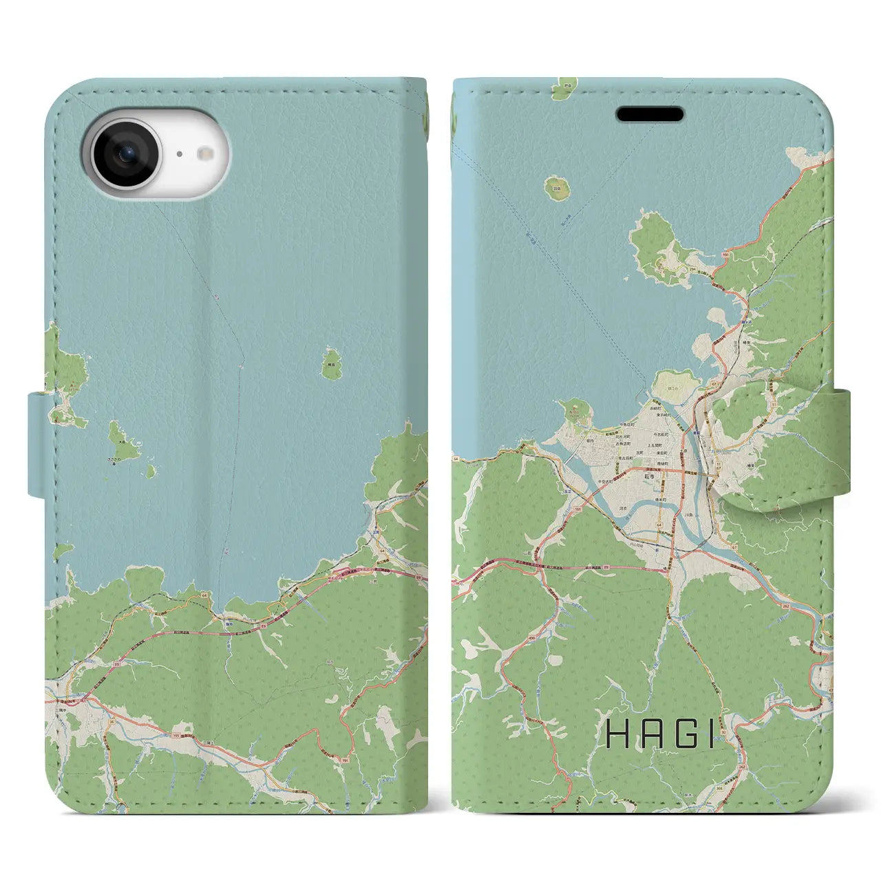 【萩(山口県)】地図柄iPhoneケース(手帳タイプ)