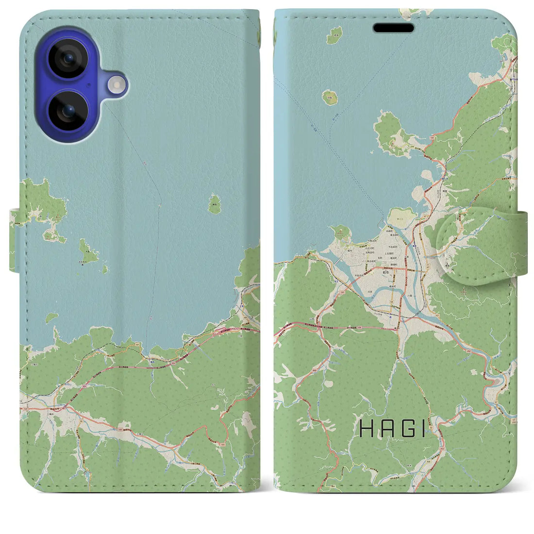 【萩(山口県)】地図柄iPhoneケース(手帳タイプ)ナチュラル・iPhone 16 Pro Max 用