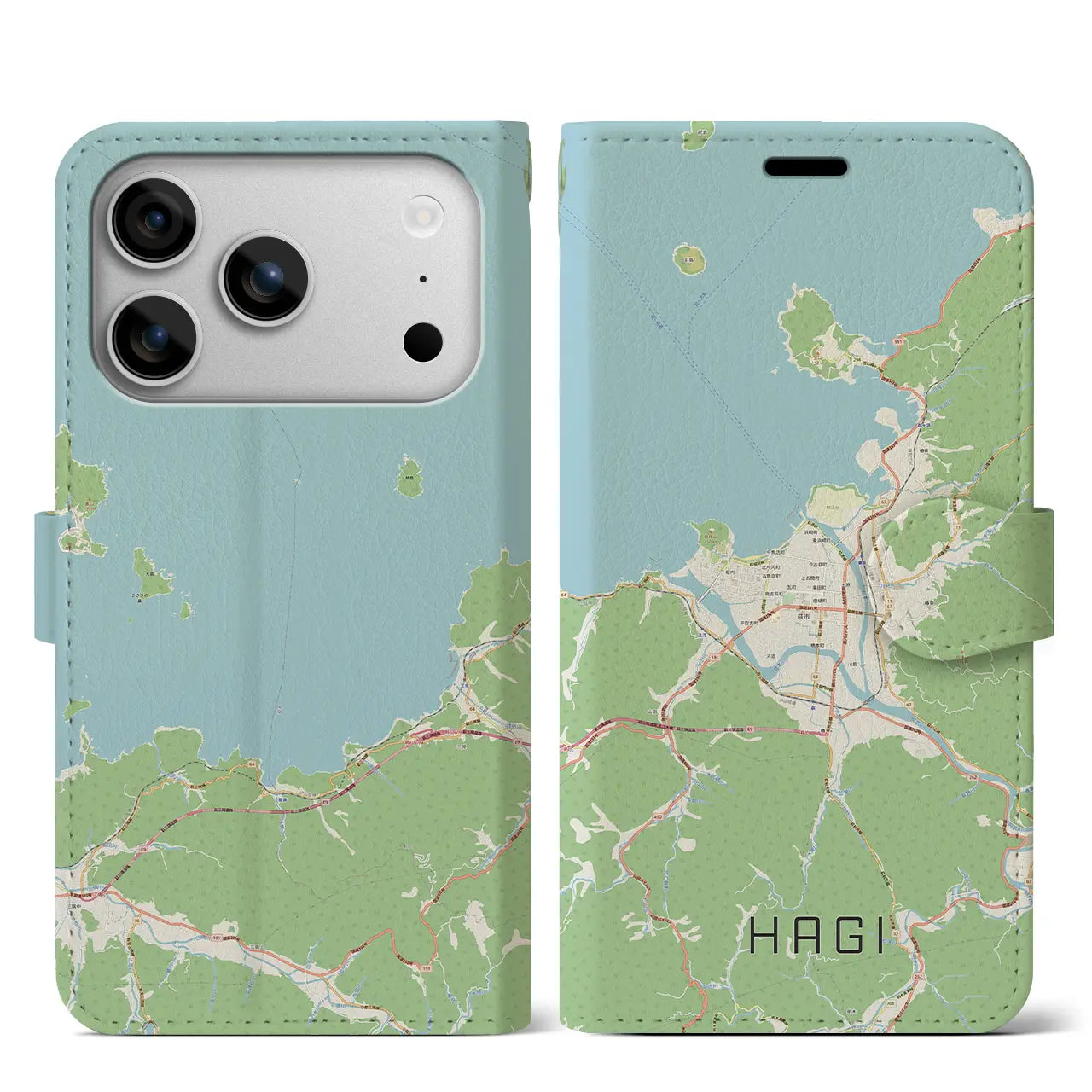 【萩(山口県)】地図柄iPhoneケース(手帳タイプ)