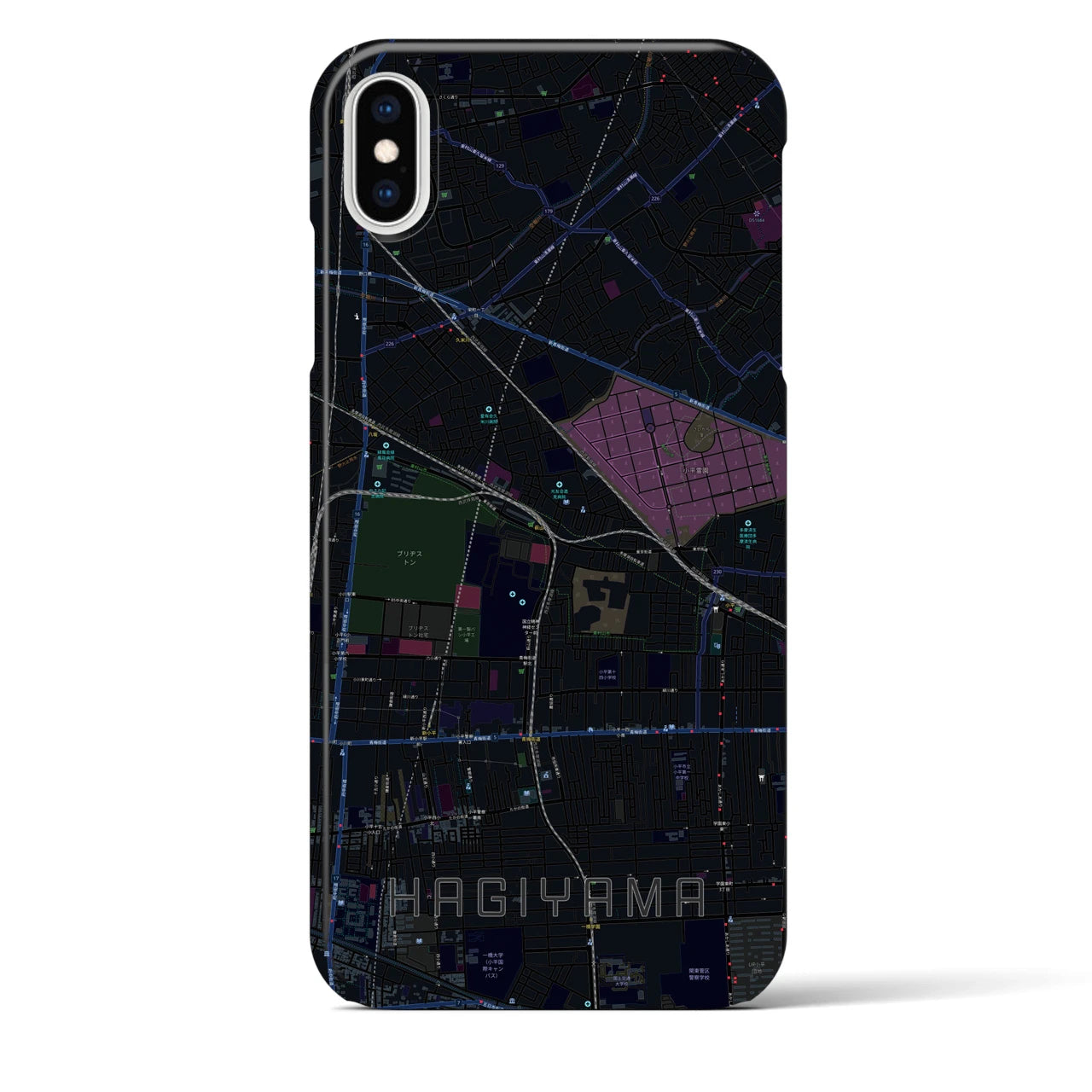 【萩山(東京都)】地図柄iPhoneケース(バックカバータイプ)