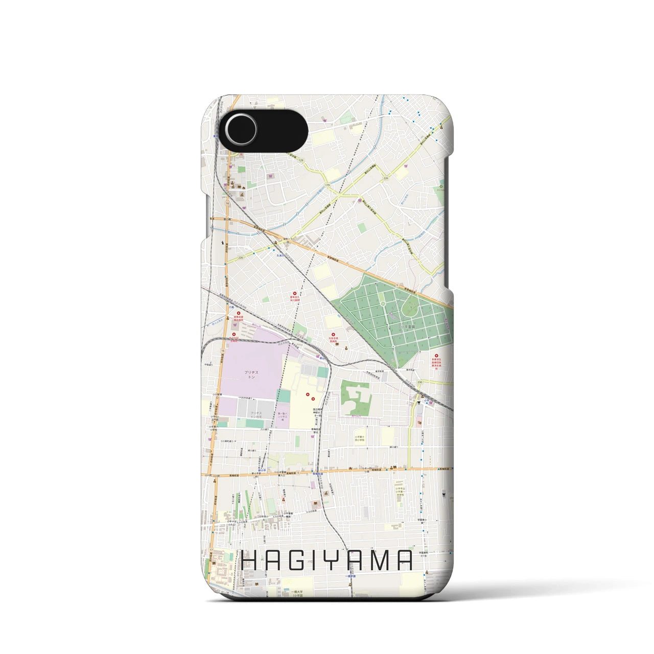 【萩山(東京都)】地図柄iPhoneケース(バックカバータイプ)