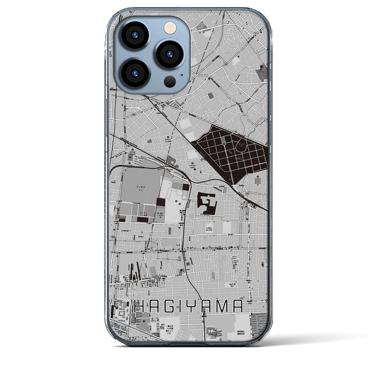 【萩山(東京都)】地図柄iPhoneケース(クリアタイプ)