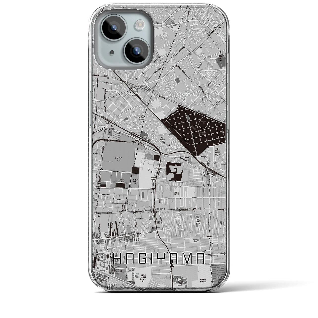 【萩山(東京都)】地図柄iPhoneケース(クリアタイプ)