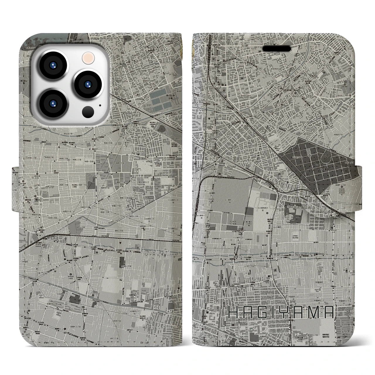 【萩山(東京都)】地図柄iPhoneケース(手帳タイプ)