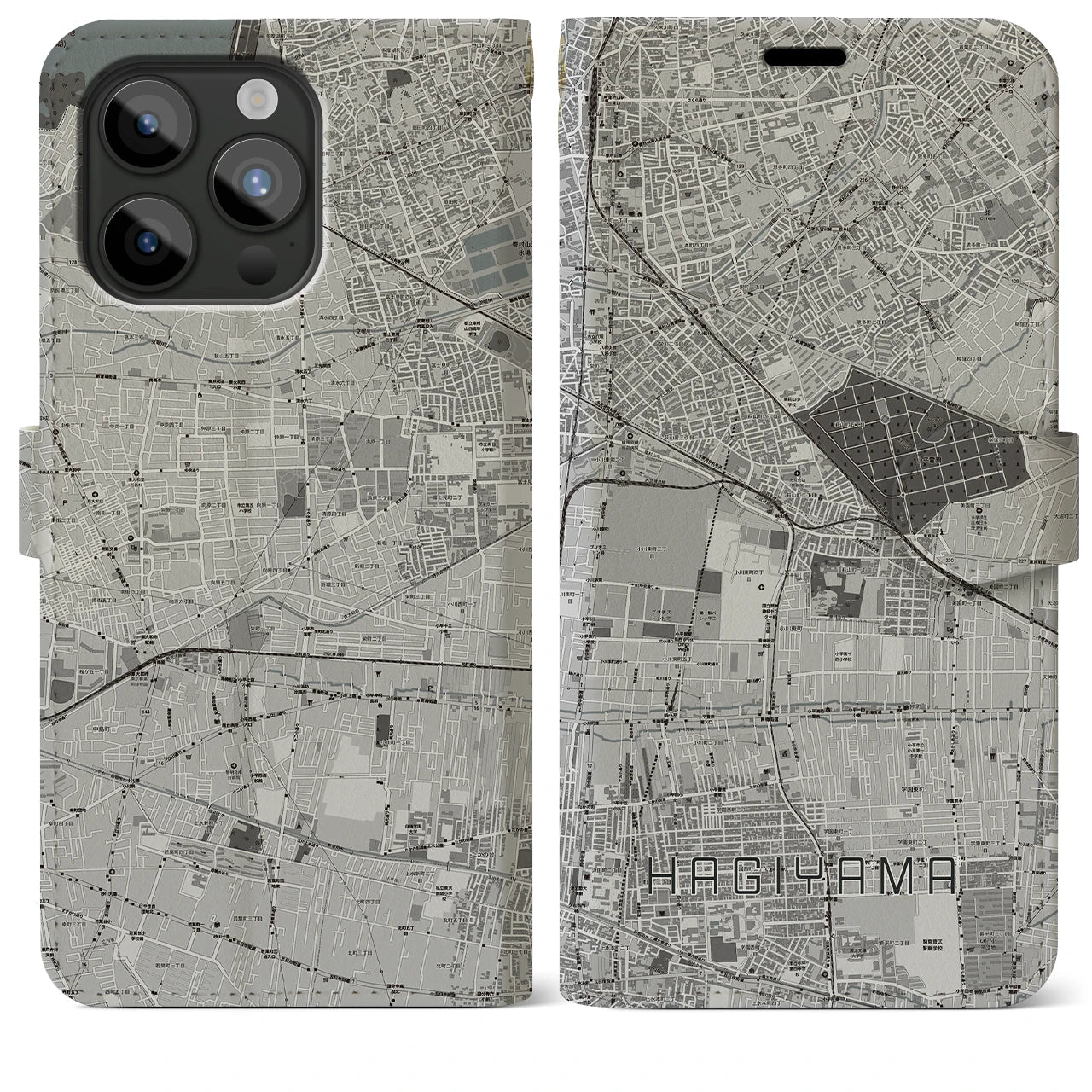 【萩山(東京都)】地図柄iPhoneケース(手帳タイプ)