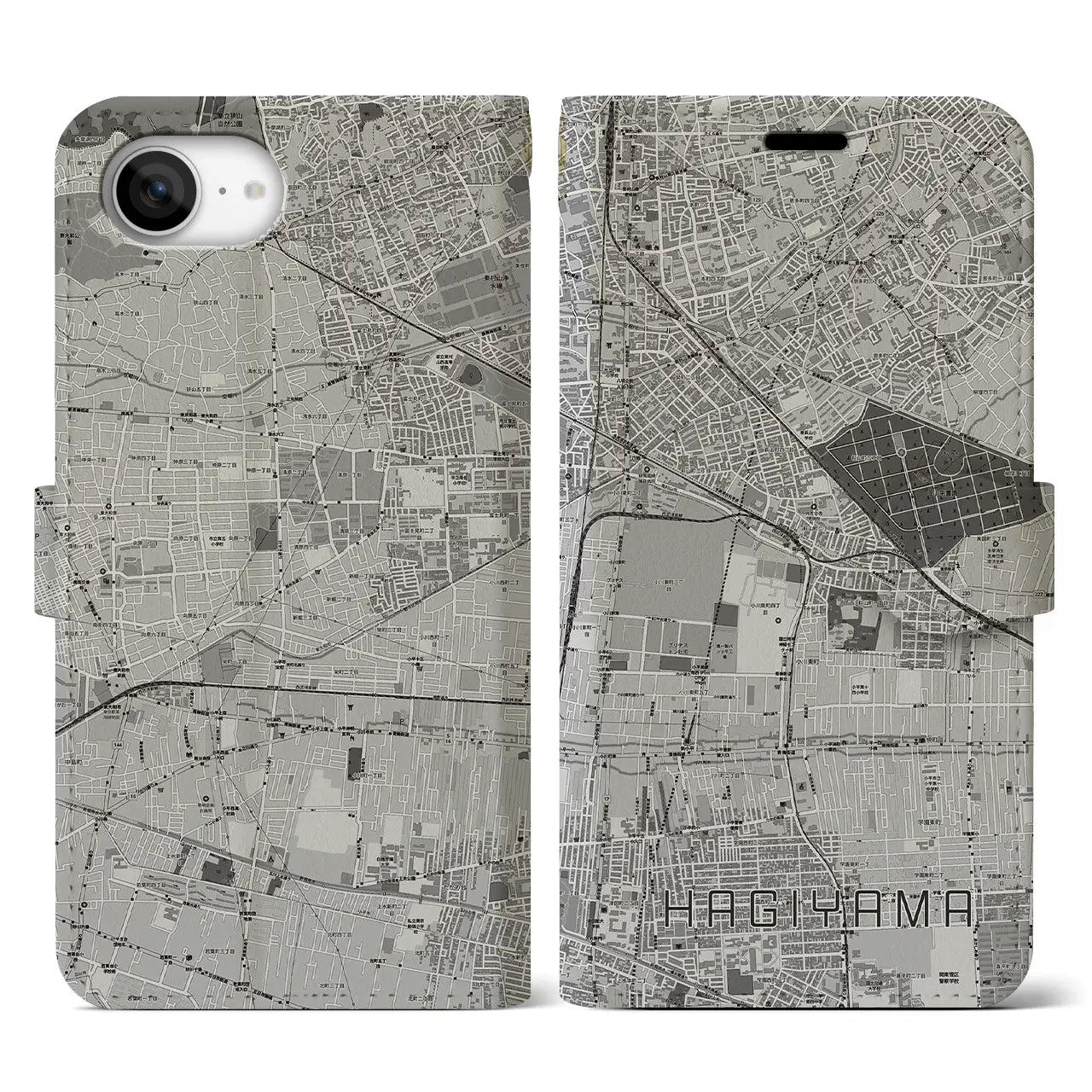 【萩山(東京都)】地図柄iPhoneケース(手帳タイプ)