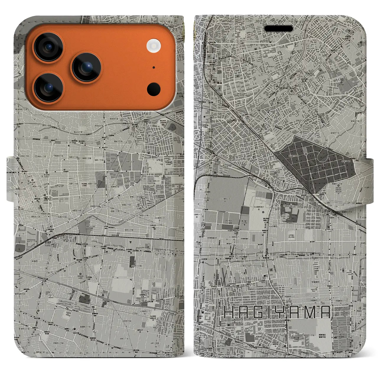 【萩山(東京都)】地図柄iPhoneケース(手帳タイプ)