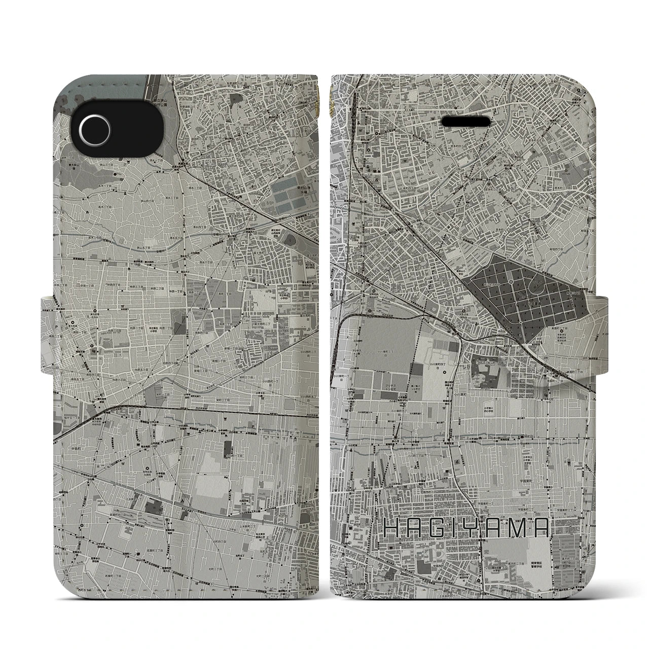 【萩山(東京都)】地図柄iPhoneケース(手帳タイプ)