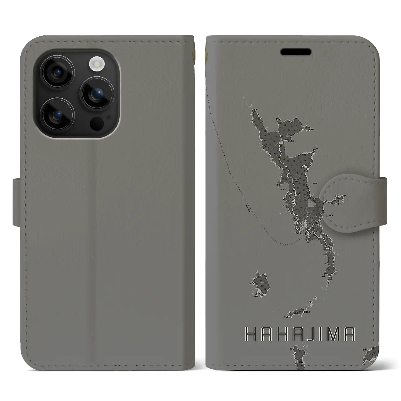 【母島(東京都)】地図柄iPhoneケース(手帳タイプ)モノトーン・iPhone 16 用