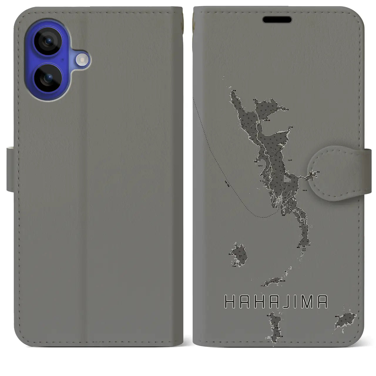 【母島(東京都)】地図柄iPhoneケース(手帳タイプ)モノトーン・iPhone 16 Pro Max 用