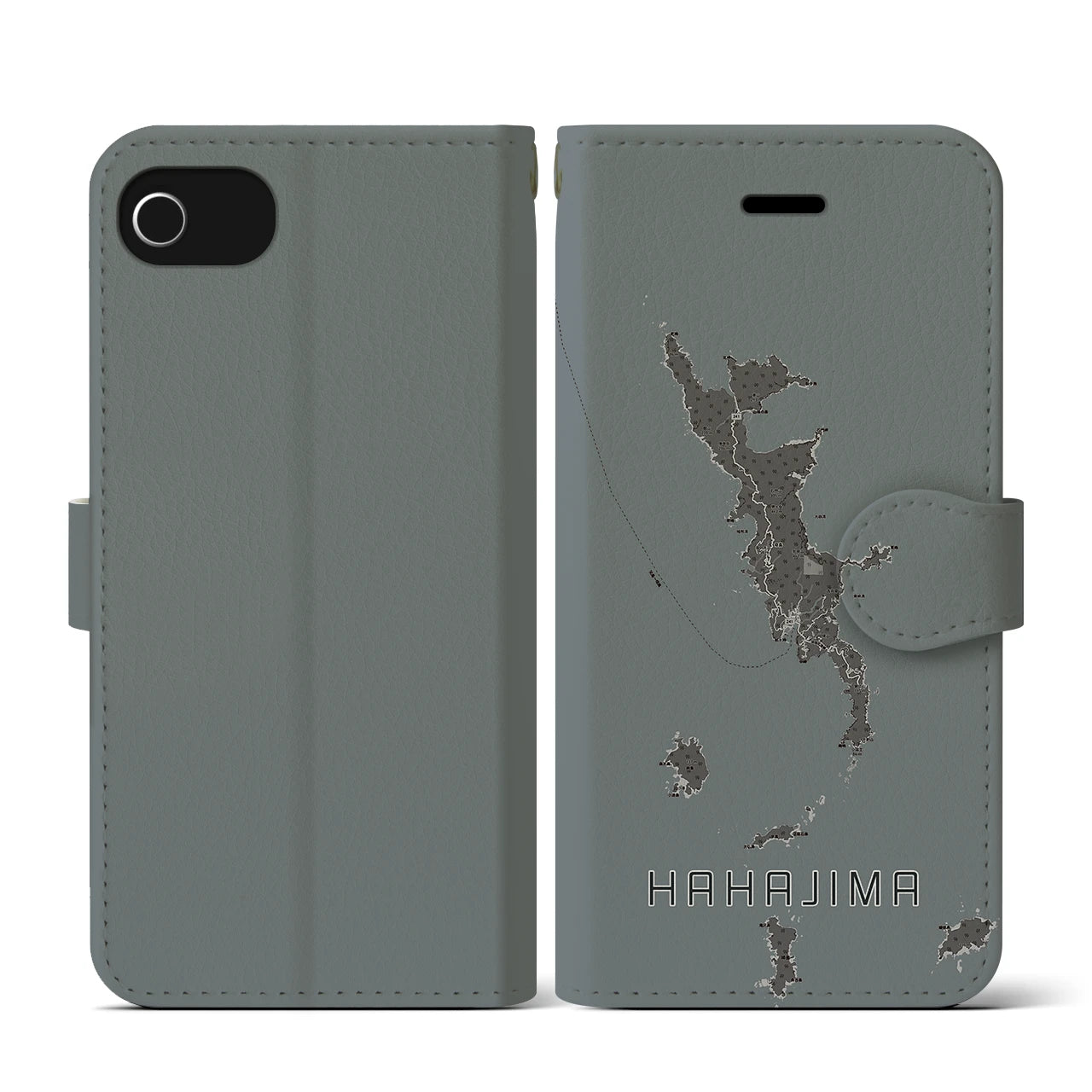 【母島(東京都)】地図柄iPhoneケース(手帳タイプ)モノトーン・iPhone SE(第3 / 第2世代) / 8 / 7 / 6s / 6 用