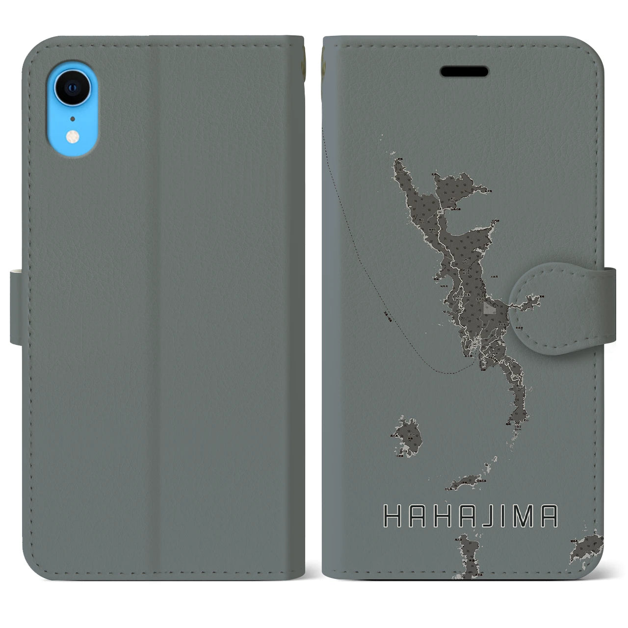 【母島(東京都)】地図柄iPhoneケース(手帳タイプ)モノトーン・iPhone XR 用