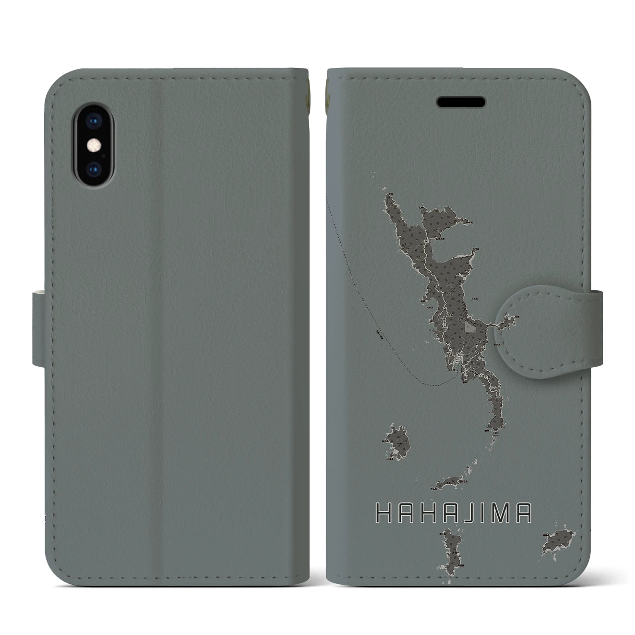 【母島(東京都)】地図柄iPhoneケース(手帳タイプ)モノトーン・iPhone XS / X 用