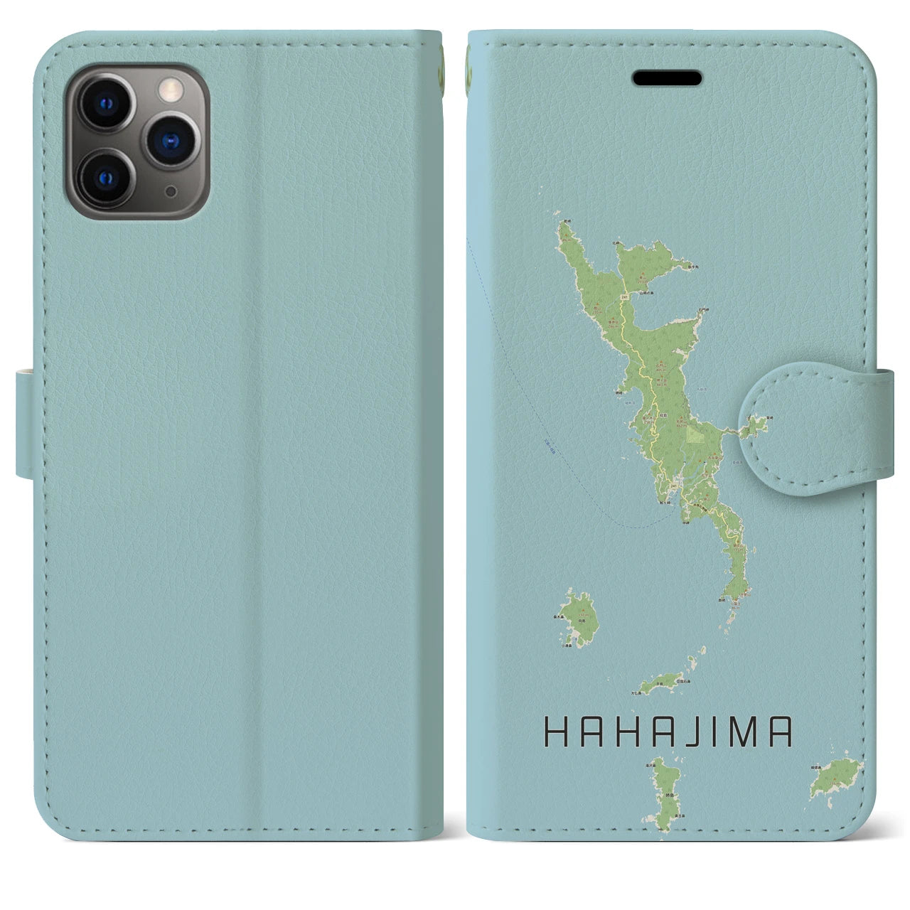 【母島(東京都)】地図柄iPhoneケース(手帳タイプ)ナチュラル・iPhone 11 Pro Max 用