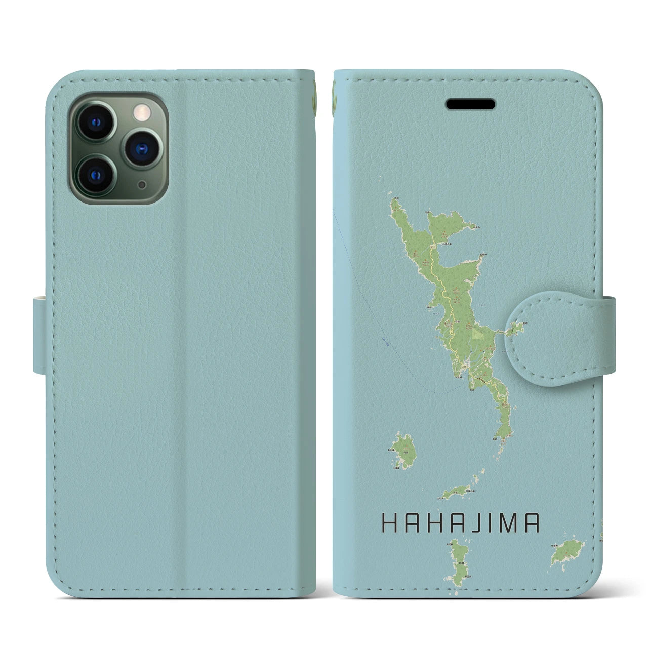 【母島(東京都)】地図柄iPhoneケース(手帳タイプ)ナチュラル・iPhone 11 Pro 用