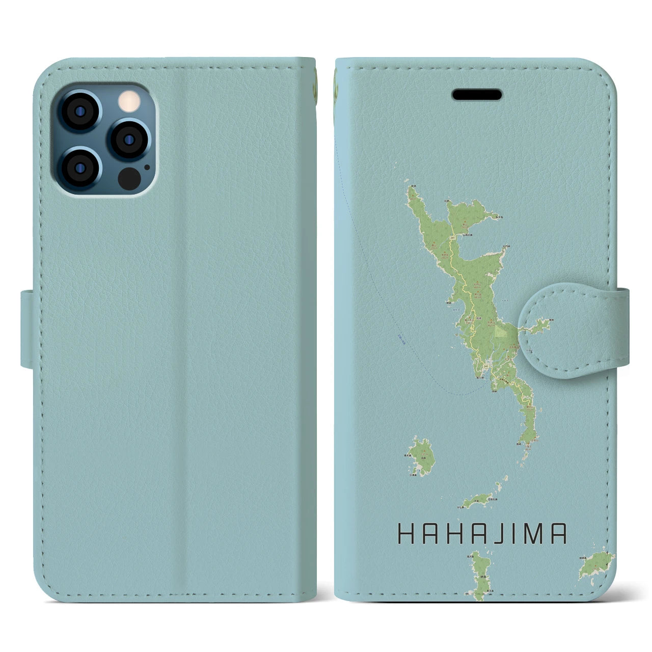 【母島(東京都)】地図柄iPhoneケース(手帳タイプ)ナチュラル・iPhone 12 / 12 Pro 用