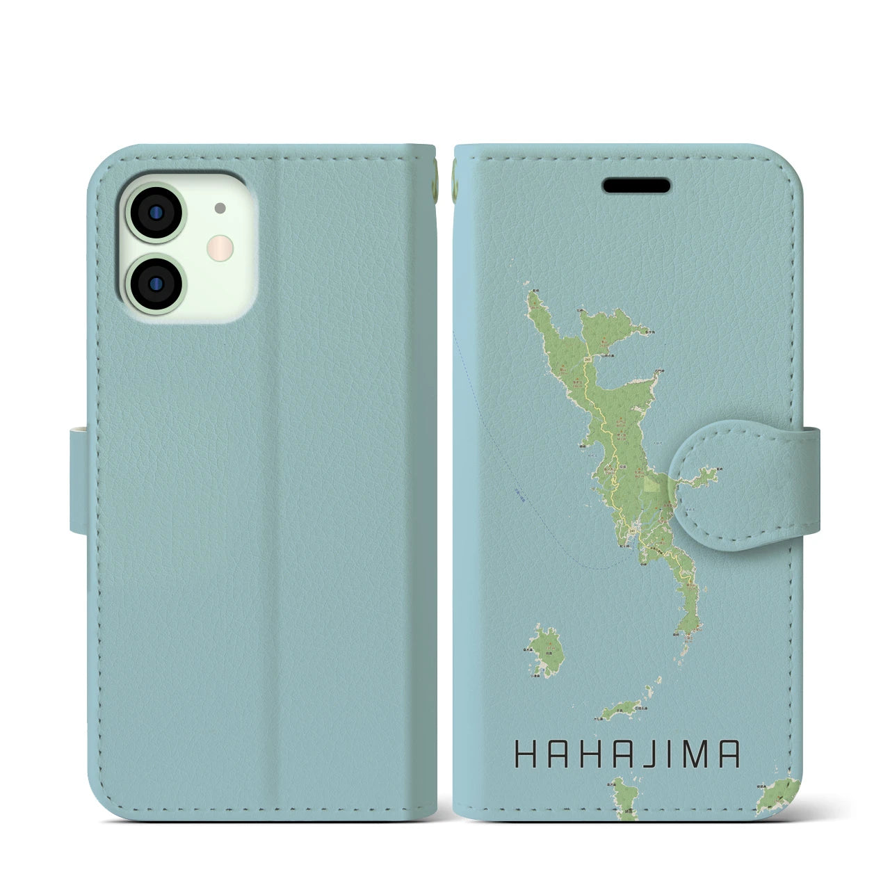 【母島(東京都)】地図柄iPhoneケース(手帳タイプ)ナチュラル・iPhone 12 mini 用