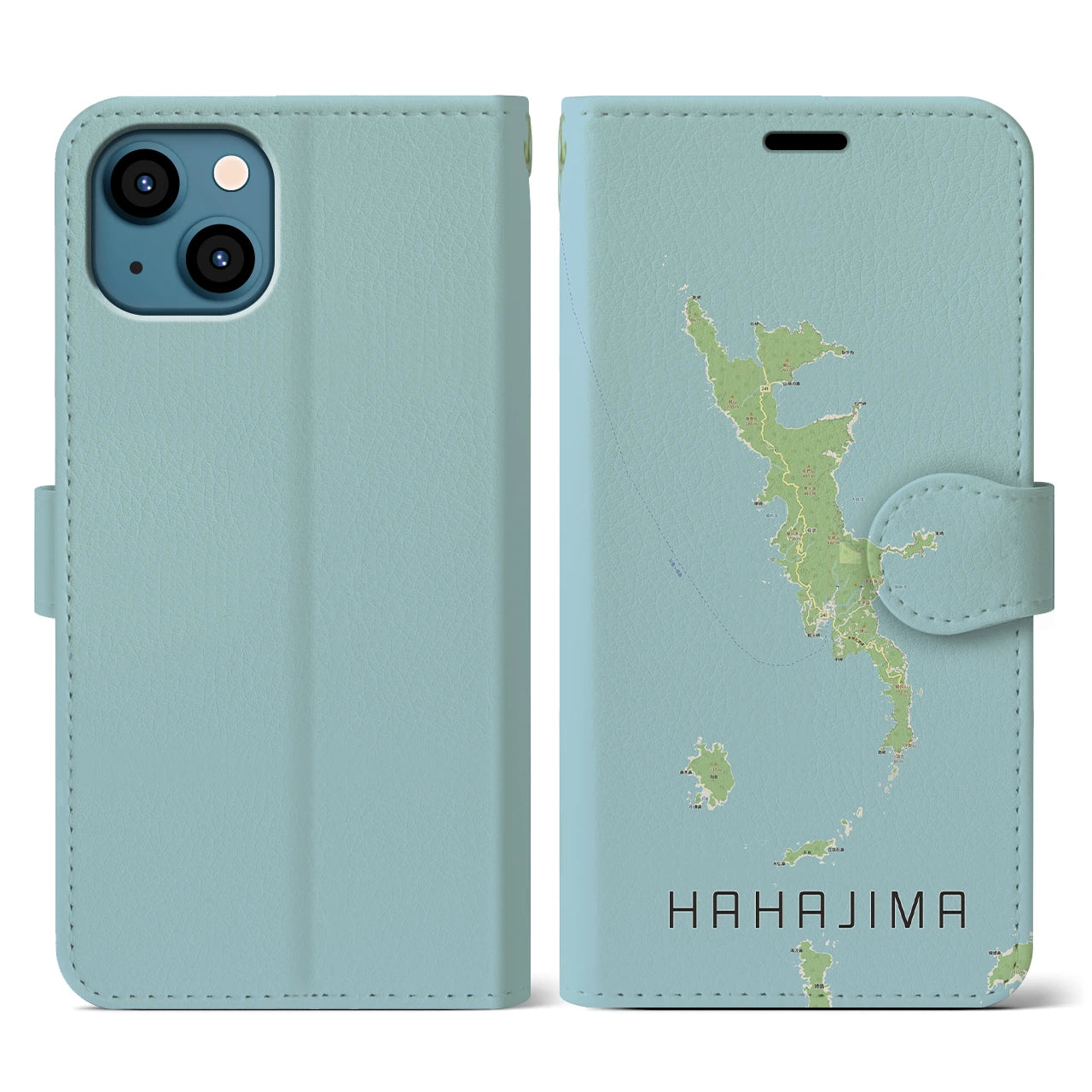 【母島(東京都)】地図柄iPhoneケース(手帳タイプ)ナチュラル・iPhone 13 用