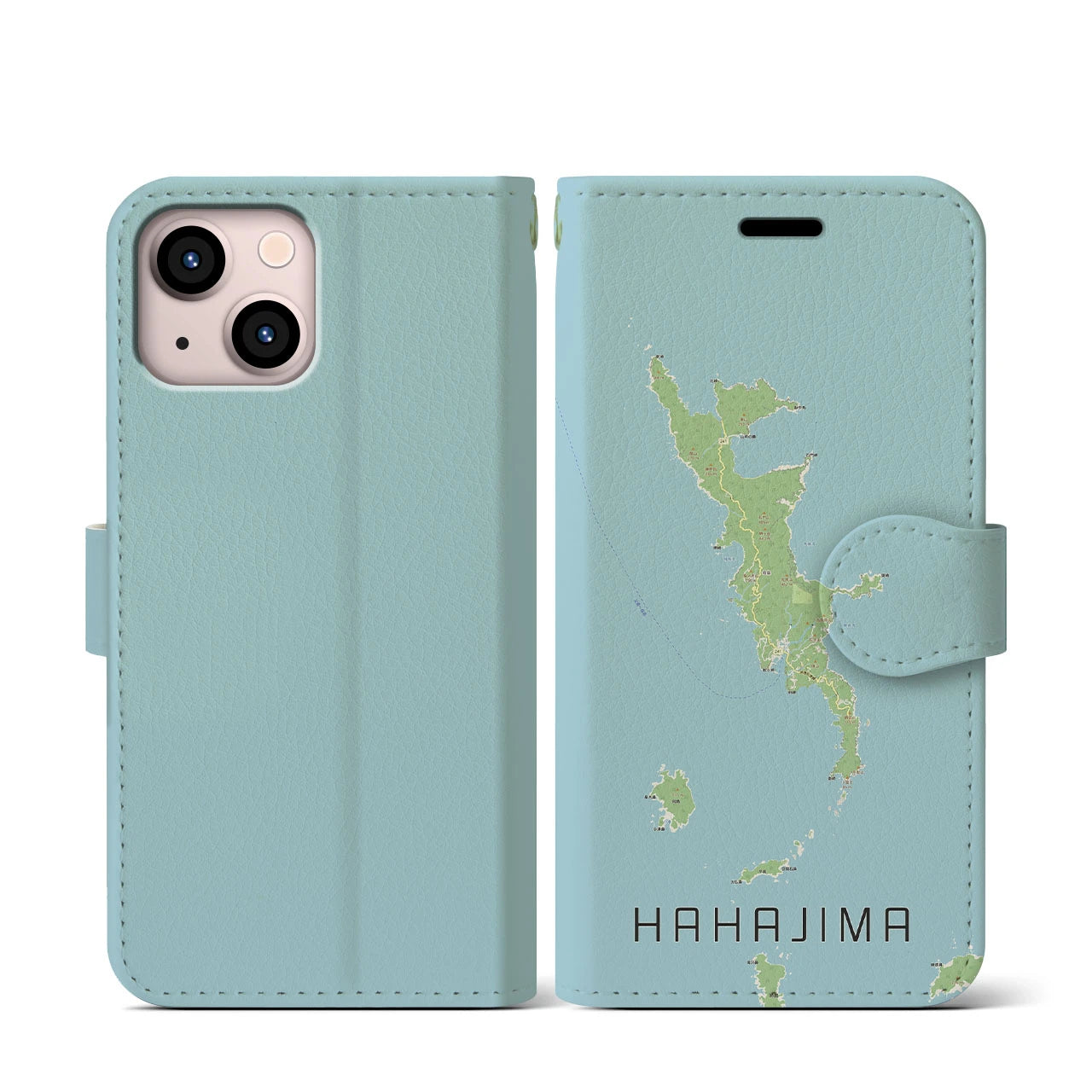 【母島(東京都)】地図柄iPhoneケース(手帳タイプ)ナチュラル・iPhone 13 mini 用