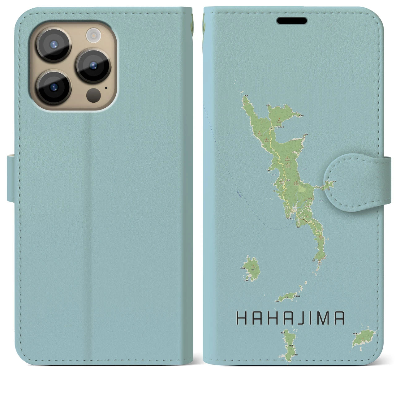 【母島(東京都)】地図柄iPhoneケース(手帳タイプ)ナチュラル・iPhone 14 Pro Max 用