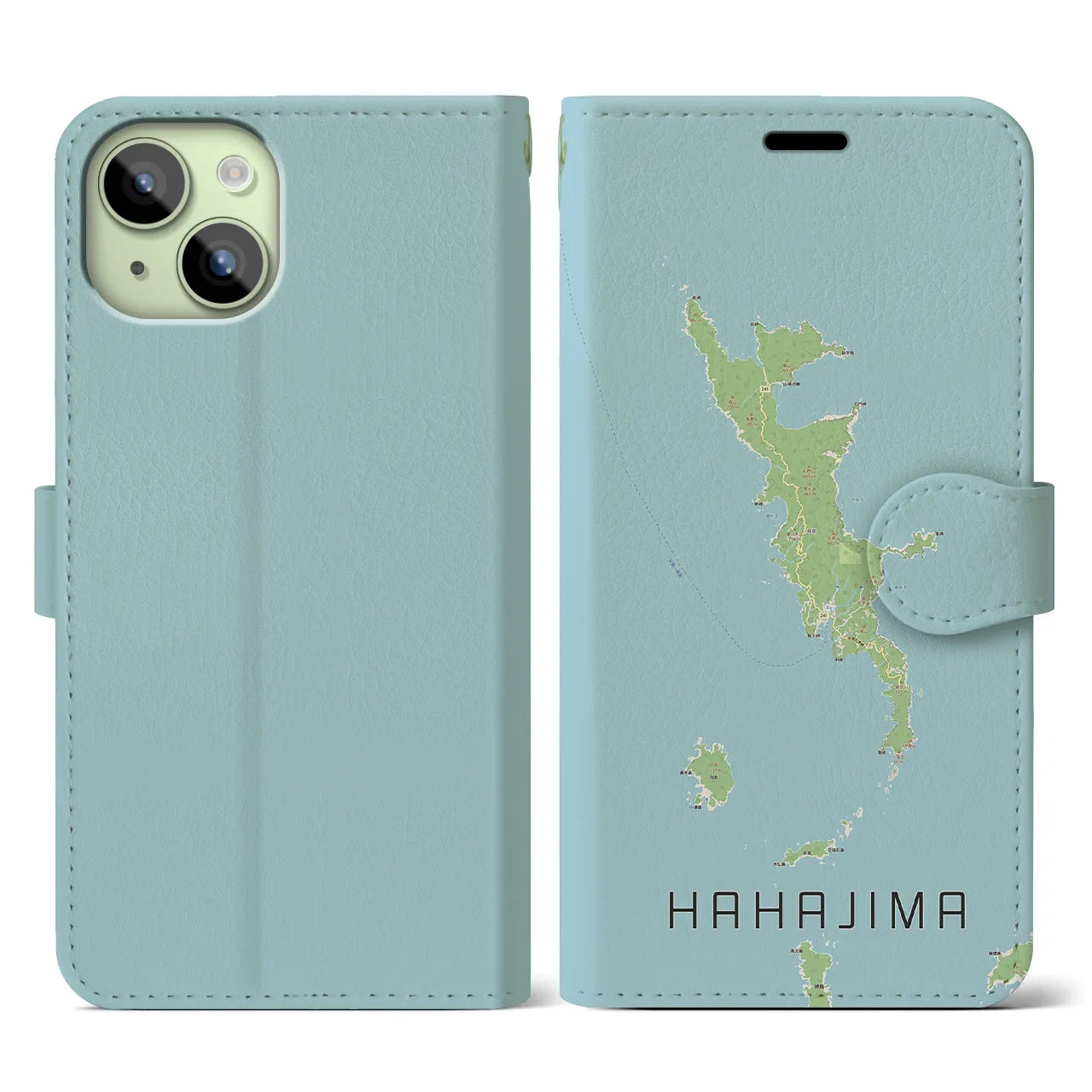 【母島(東京都)】地図柄iPhoneケース(手帳タイプ)ナチュラル・iPhone 15 用