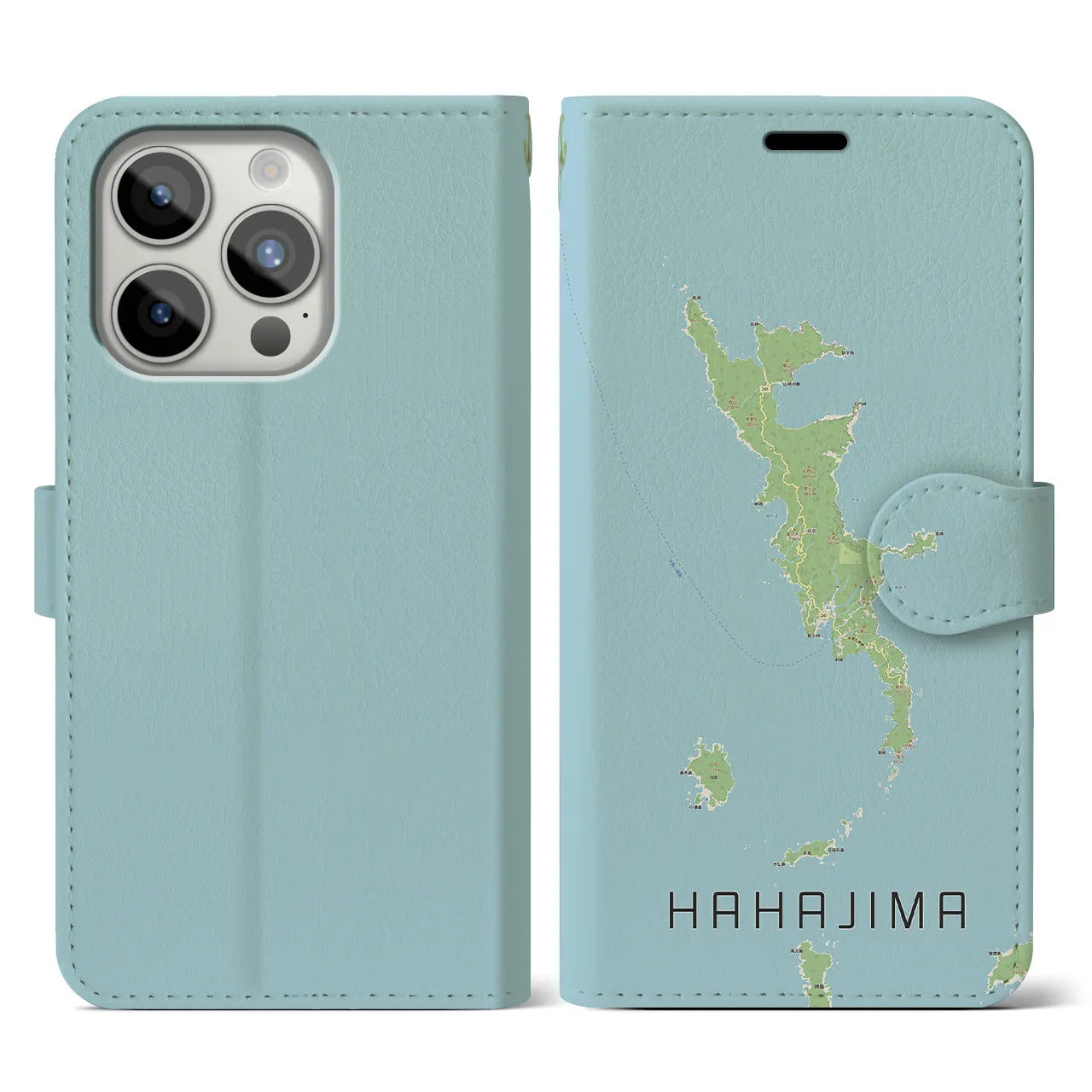 【母島(東京都)】地図柄iPhoneケース(手帳タイプ)ナチュラル・iPhone 15 Pro 用