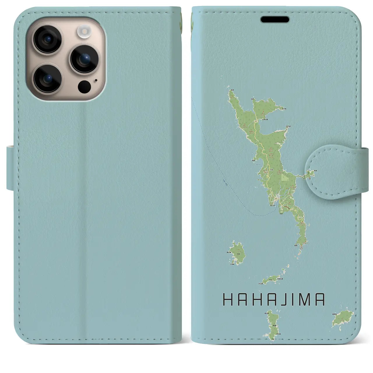 【母島(東京都)】地図柄iPhoneケース(手帳タイプ)ナチュラル・iPhone 16 Plus 用